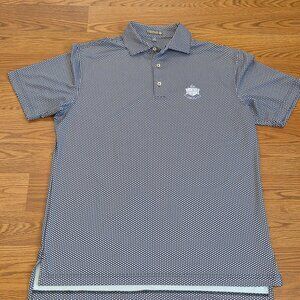 Peter Millar Polo Shirt Mens Medium Purple Diamond AOP Summer Comfort Lake Golf